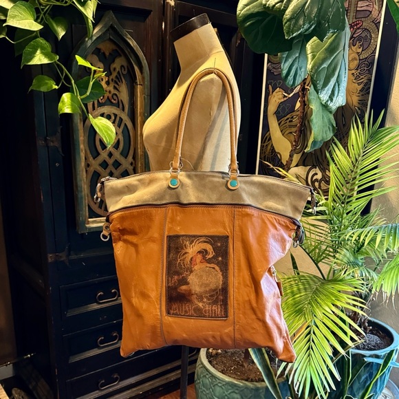 Gabs Cognac Music Hall Art Nouveau patchwork Butter Leather made in Italy - Picture 1 of 16